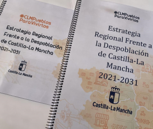 Portada del borrador de la Estrategia Regional frente a la Despoblación en Castilla-La Mancha